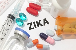 zika virus concept photo with syringes and medication.