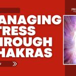 Illustration of a human figure with aligned chakras representing stress management through energy balance