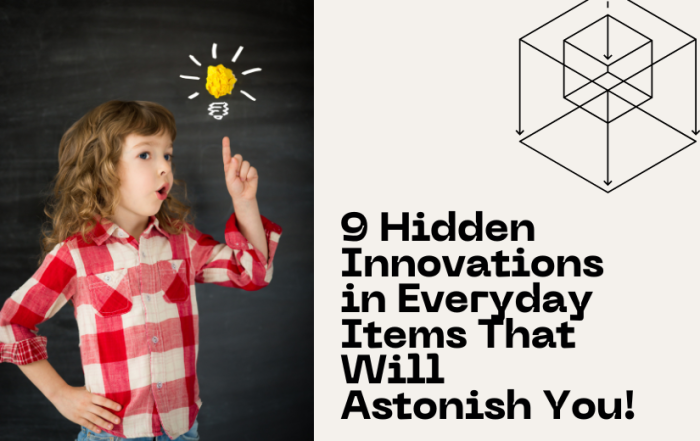 A surprised young girl in a red checkered shirt points upward with a bright yellow lightbulb doodle above her head, symbolizing a clever idea.