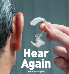 Man wearing a digital hearing aid — hearing loss Singapore treatment and rehabilitation by Dr Lynne Lim, ENT specialist.