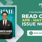 Cover of PRIME Magazine April–May 2023 issue featuring Mr Ricky Ong, founder of JR Life Sciences, with health and wellness article titles.