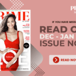 PRIME Magazine Dec–Jan 2023 cover featuring Zoe Saldaña in a red dress with highlights on health, wellness, and lifestyle articles.