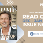 Cover of PRIME Magazine Dec–Jan 2024 issue featuring Brad Pitt with headlines on health, posture, fatigue, ageing well, and lifestyle advice for readers over 40.