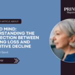 Older woman wearing a modern hearing aid, illustrating the connection between hearing loss and cognitive decline featured in Prime Magazine.