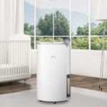 LG 30L Dual Inverter Dehumidifier with Ionizer quietly operating in a modern indoor space