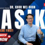 Dr. Khor Wei Boon giving a thumbs up with text overlay “LASIK? Start Here First! Expert Advice from Dr. Khor Wei Boon – Prime.sg.”