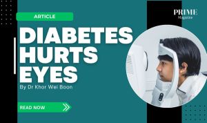 Man undergoing eye examination to detect diabetes-related vision problems