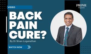 Video thumbnail featuring Dr. Nivan Loganathan discussing back pain cures at Total Pain Specialist Clinic.