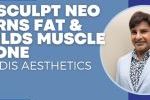 Promotional banner for Prime Magazine article on Emsculpt Neo by Mendis Aesthetics, featuring Dr. Mendis in a light blazer