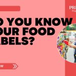 A woman reads a packaged food label while grocery shopping, with the text “Do You Know Your Food Labels?” in bold on a red background.