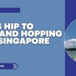 Promotional graphic for Prime Magazine article titled "It’s Hip to Island Hopping in Singapore," featuring a beach scene with blue skies.