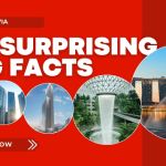 SG60 Trivia – 16 surprising facts about Singapore infographic with city skyline, Jewel Changi waterfall, Marina Bay Sands, and Merlion images