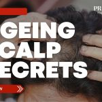 Close-up of a person examining their scalp, highlighting hair thinning and ageing-related scalp concerns.