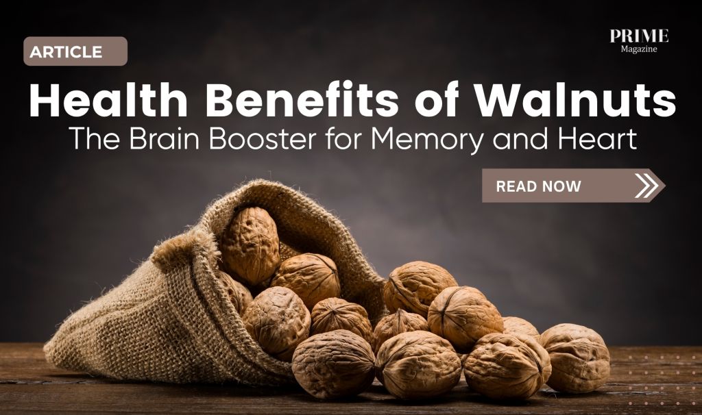 A rustic burlap sack spilling whole walnuts onto a wooden surface, symbolizing the brain and heart health benefits of walnuts.