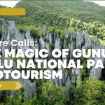 Limestone pinnacles rising above lush rainforest in Gunung Mulu National Park, featured in Prime Magazine’s ecotourism article.