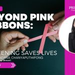 Pink ribbon breast cancer awareness image promoting screening and early detection