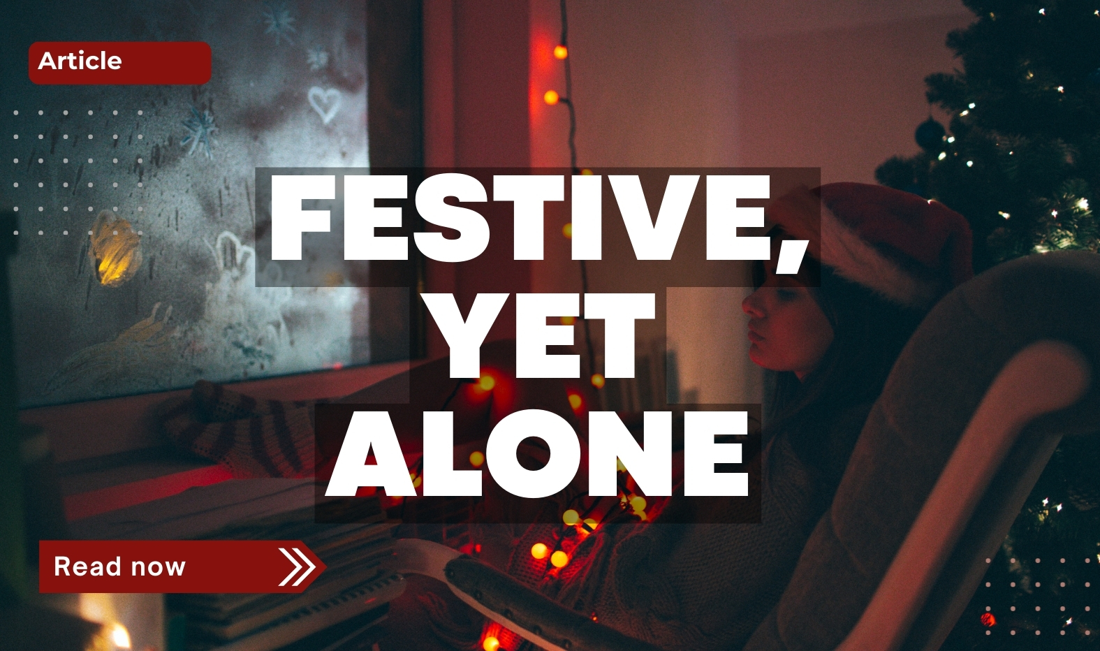A person sitting alone in a softly lit living room during the festive season, reflecting the experience of holiday loneliness.