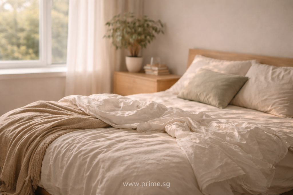 Unmade Bed in Morning Light