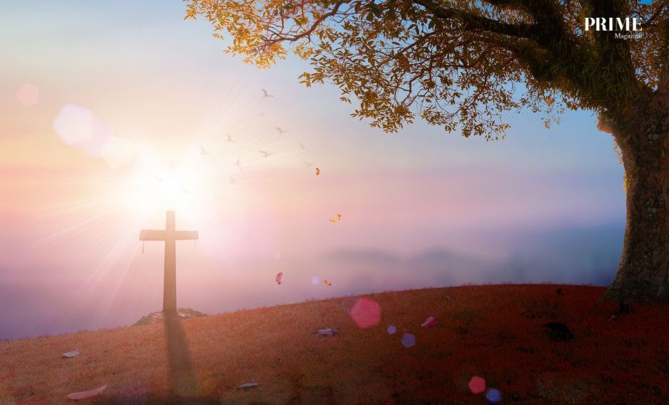 Cross at sunrise symbolising hope and renewal