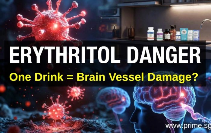 Erythritol sweetener linked to potential brain blood vessel damage and stroke risk illustration