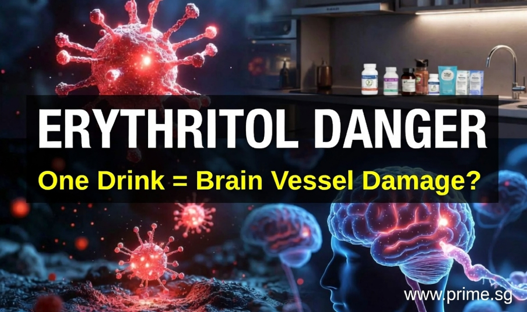 Erythritol sweetener linked to potential brain blood vessel damage and stroke risk illustration