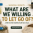 Promotional banner for a Hari Raya Haji reflection article titled “What Are We Willing to Let Go Of?” featuring reflective imagery, prayer beads, and warm festive tones.