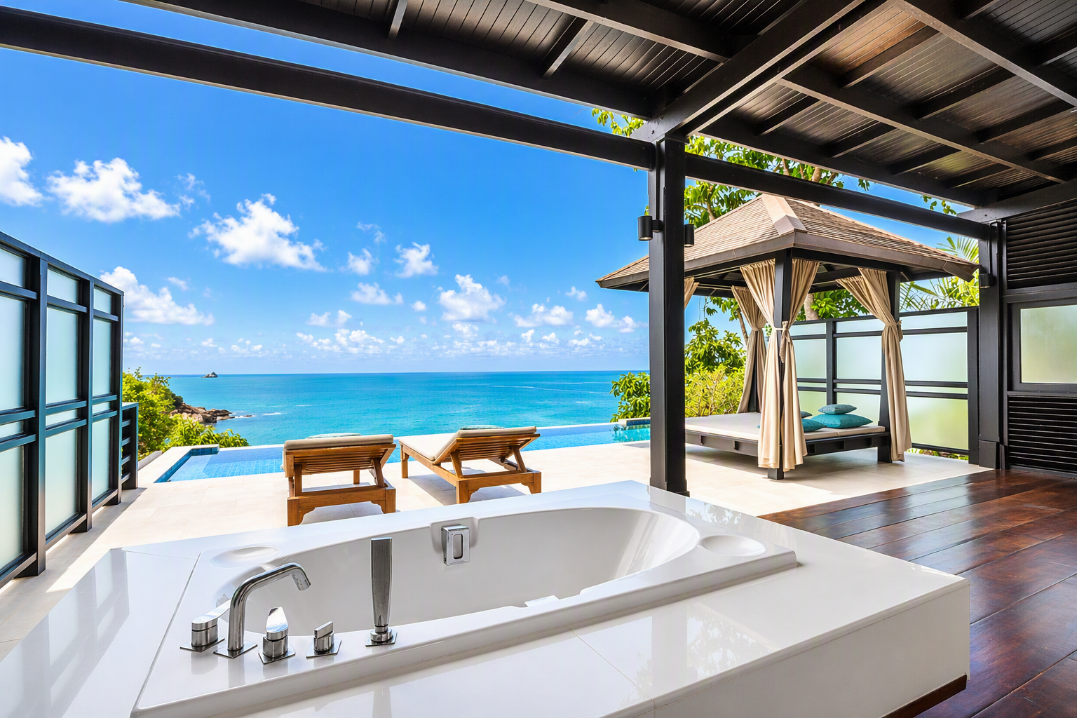 Private pool villa with ocean views at Garrya Tongsai Bay Samui, a luxury wellness retreat in Koh Samui.