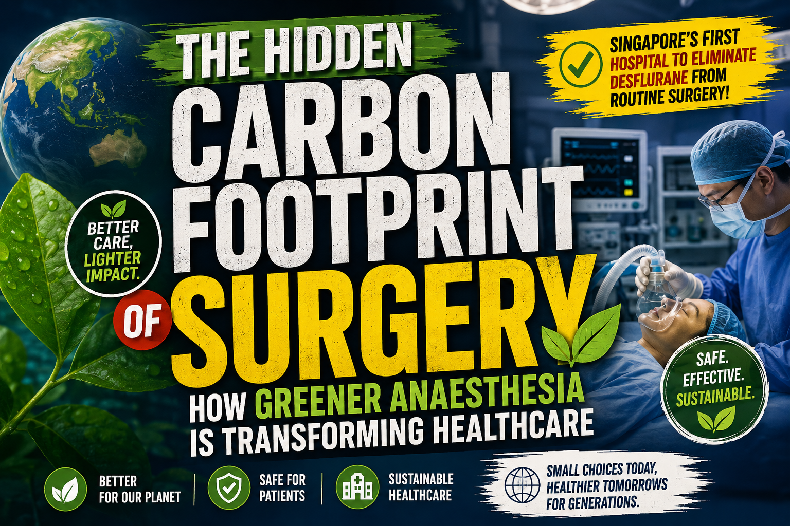 Anaesthetist caring for a patient during surgery, illustrating how greener anaesthesia supports sustainable healthcare and reduces the environmental impact of surgical procedures.