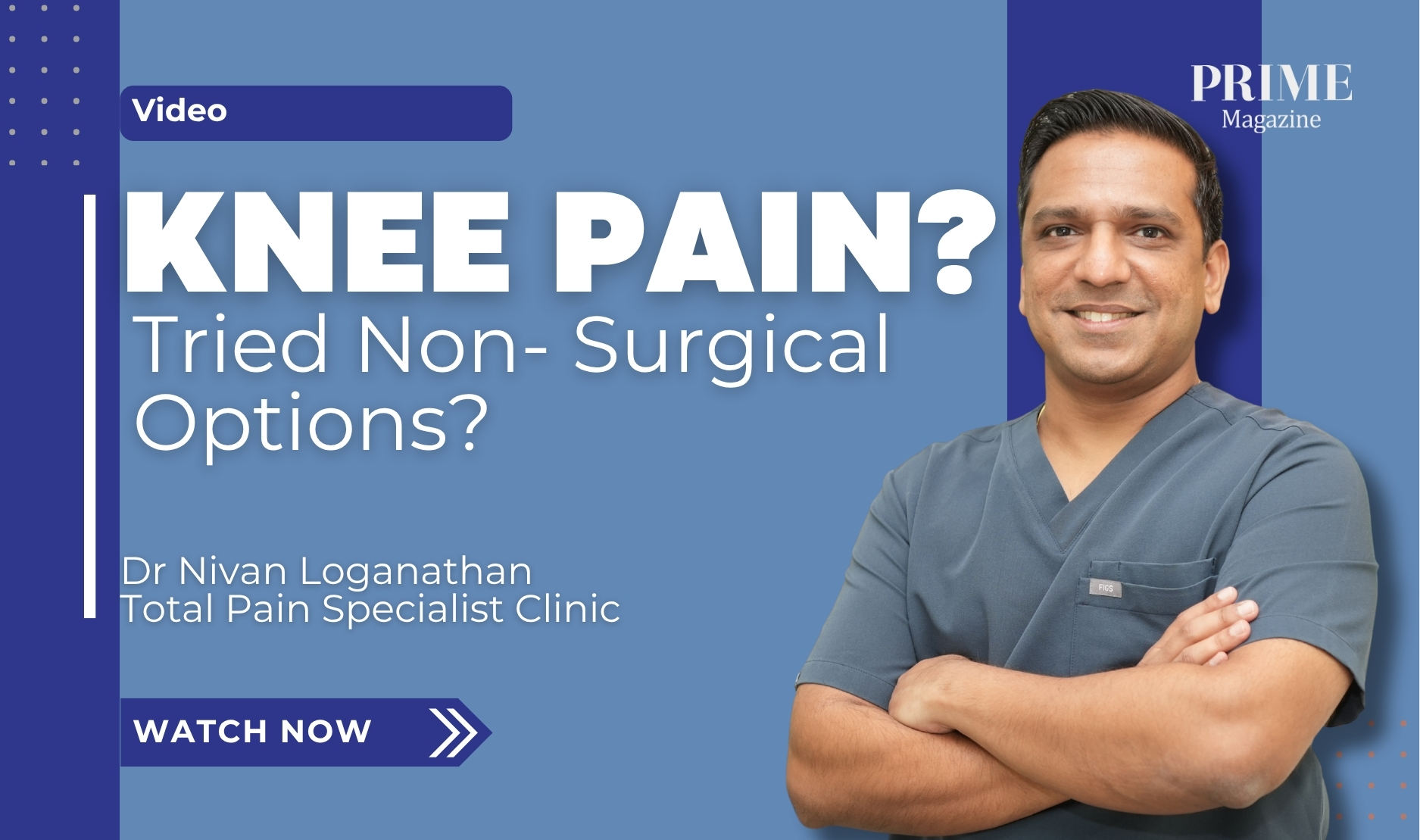 Knee pain treatment in Singapore — Dr Nivan Loganathan from Total Pain Specialist Clinic offers non-surgical options such as injections and PRP therapy.