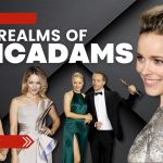 Rachel McAdams in multiple red-carpet looks featured on a Prime Magazine graphic titled “The Realms of McAdams.”