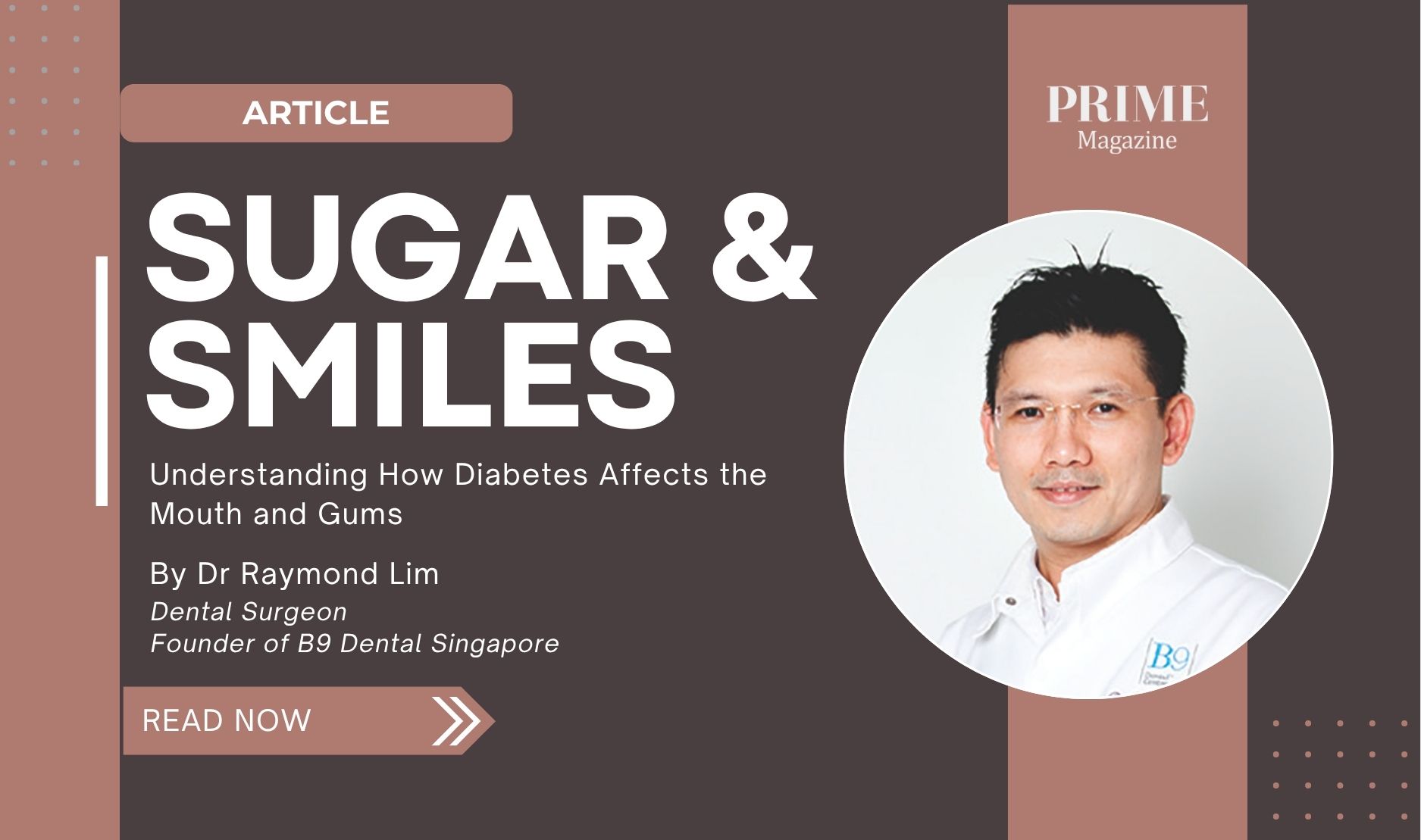 Smiling dental professional wearing a white clinical coat, featured in an article about diabetes and gum health.