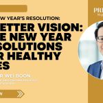 Article cover featuring Dr Khor Wei Boon, ophthalmologist, with the headline “A Better Vision: Five New Year Resolutions for Healthy Eyes” for PRIME Magazine.