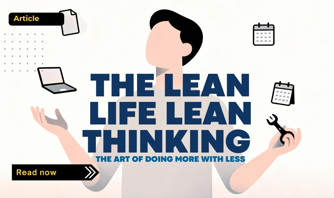 Illustration of a person balancing work and daily tasks, representing lean life thinking and doing more with less
