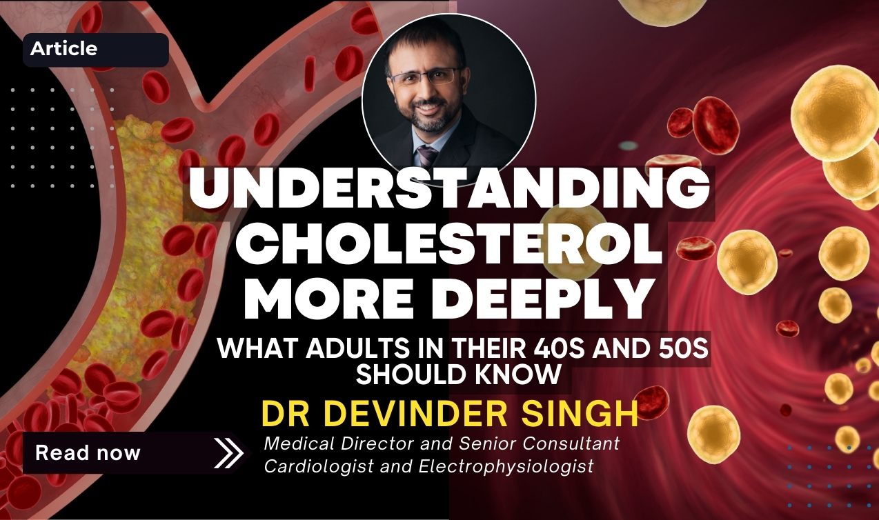 Understanding cholesterol in adults in their 40s and 50s with artery plaque illustration