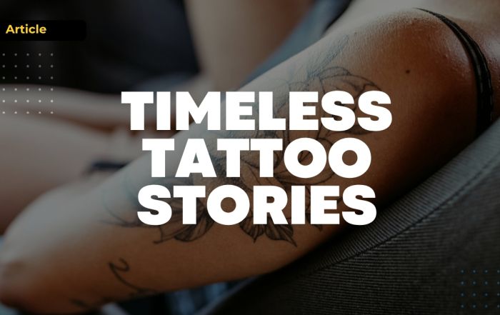 Close-up of a woman’s arm with a floral tattoo, representing timeless tattoo stories and self-expression
