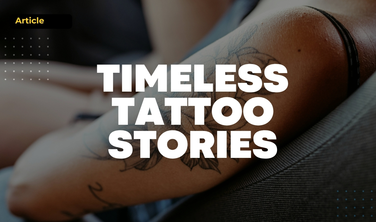 Close-up of a woman’s arm with a floral tattoo, representing timeless tattoo stories and self-expression